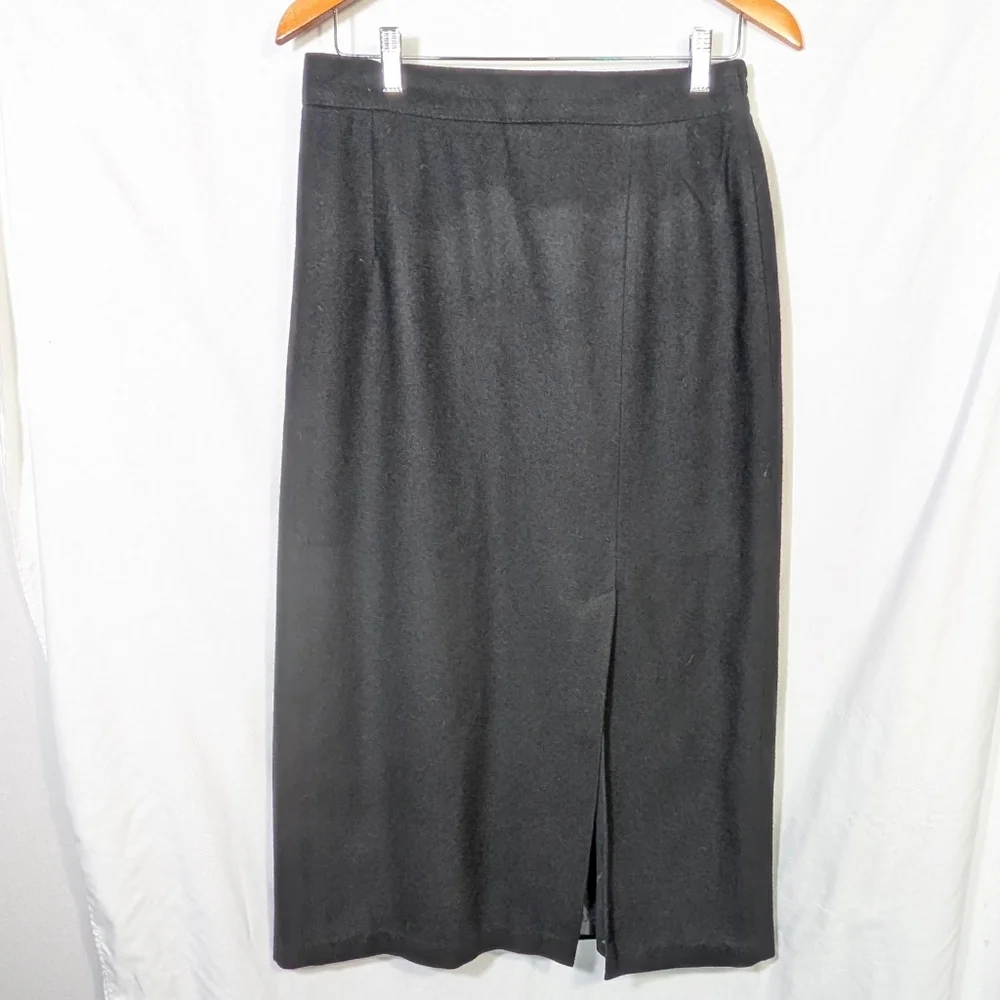 Vintage 80's Women’s Sag Harbor Wool Maxi Skirt Lined Black Classic Career Sz 14